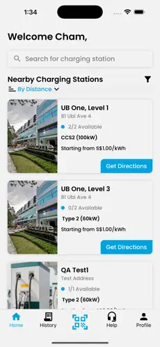 iCharge app — Nearby Stations